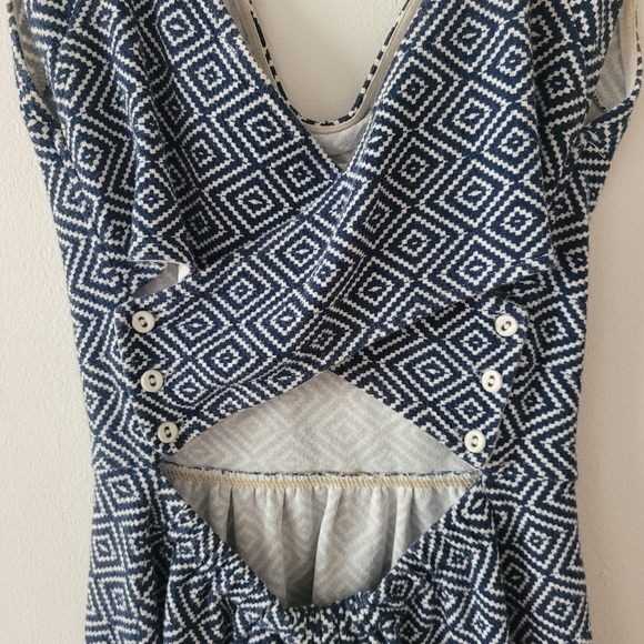 Anthropologie Matilde‎ Dress Navy & White Criss Cross Open Back Fit & Flare Sz 2 - Picture 4 of 12